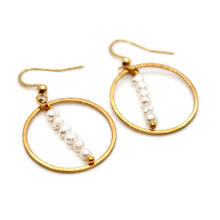 Load image into Gallery viewer, Freshwater Pearl and Gold Hoop Delicate Earrings - E2-022g
