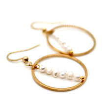 Load image into Gallery viewer, Freshwater Pearl and Gold Hoop Delicate Earrings - E2-022g
