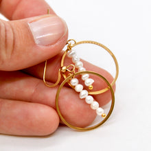 Load image into Gallery viewer, Freshwater Pearl and Gold Hoop Delicate Earrings - E2-022g
