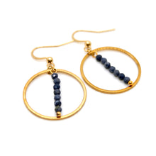 Load image into Gallery viewer, Coral Stone and Gold Hoop Delicate Earrings - E2-023g
