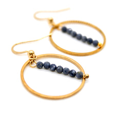 Load image into Gallery viewer, Coral Stone and Gold Hoop Delicate Earrings - E2-023g
