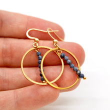 Load image into Gallery viewer, Coral Stone and Gold Hoop Delicate Earrings - E2-023g

