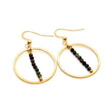 Load image into Gallery viewer, Dragon Blood Jasper and Gold Hoop Delicate Earrings - E2-024g
