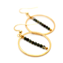 Load image into Gallery viewer, Dragon Blood Jasper and Gold Hoop Delicate Earrings - E2-024g
