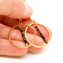 Load image into Gallery viewer, Dragon Blood Jasper and Gold Hoop Delicate Earrings - E2-024g
