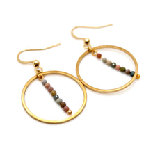 Load image into Gallery viewer, Alashan Agate and Gold Hoop Delicate Earrings - E2-025g
