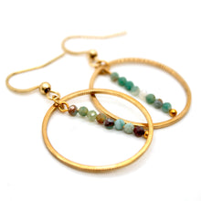 Load image into Gallery viewer, Phoenix Stone and Gold Hoop Delicate Earrings - E2-027g
