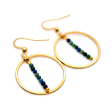 Load image into Gallery viewer, Phoenix Lapis and Gold Hoop Delicate Earrings - E2-028g

