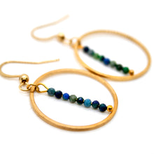 Load image into Gallery viewer, Phoenix Lapis and Gold Hoop Delicate Earrings - E2-028g
