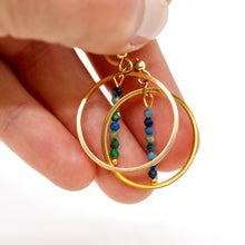 Load image into Gallery viewer, Phoenix Lapis and Gold Hoop Delicate Earrings - E2-028g
