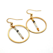 Load image into Gallery viewer, Amazonite and Gold Hoop Delicate Earrings - E2-031g

