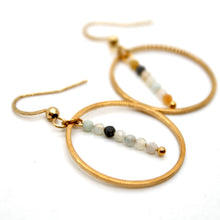 Load image into Gallery viewer, Amazonite and Gold Hoop Delicate Earrings - E2-031g
