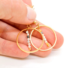 Load image into Gallery viewer, Amazonite and Gold Hoop Delicate Earrings - E2-031g
