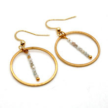 Load image into Gallery viewer, Amazonite and Gold Hoop Delicate Earrings - E2-033g
