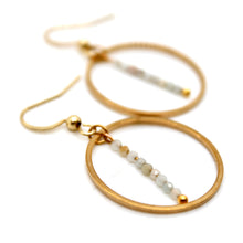 Load image into Gallery viewer, Amazonite and Gold Hoop Delicate Earrings - E2-033g
