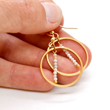 Load image into Gallery viewer, Amazonite and Gold Hoop Delicate Earrings - E2-033g
