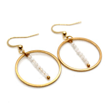 Load image into Gallery viewer, Moonstone and Gold Hoop Delicate Earrings - E2-034g
