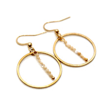 Load image into Gallery viewer, Trochus Stone and Gold Hoop Delicate Earrings - E2-035g
