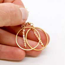 Load image into Gallery viewer, Trochus Stone and Gold Hoop Delicate Earrings - E2-035g

