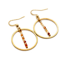 Load image into Gallery viewer, Carnelian Agate and Gold Hoop Delicate Earrings - E2-036g
