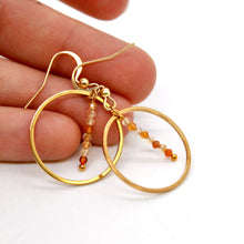 Load image into Gallery viewer, Carnelian Agate and Gold Hoop Delicate Earrings - E2-036g
