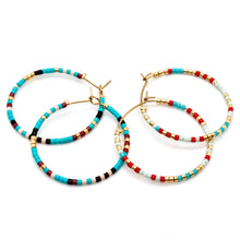Load image into Gallery viewer, Turquoise Mix Miyuki Seed Bead  Hoop Earrings - Seeds Collection- E8-015
