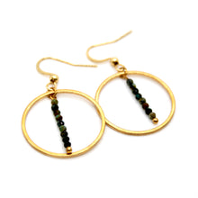 Load image into Gallery viewer, African Turquoise and Gold Hoop Delicate Earrings - E2-042g
