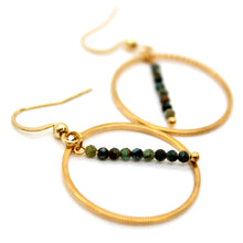 Load image into Gallery viewer, African Turquoise and Gold Hoop Delicate Earrings - E2-042g

