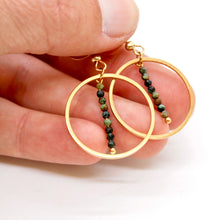 Load image into Gallery viewer, African Turquoise and Gold Hoop Delicate Earrings - E2-042g
