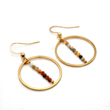 Load image into Gallery viewer, Crazy Agate and Gold Hoop Delicate Earrings - E2-043g
