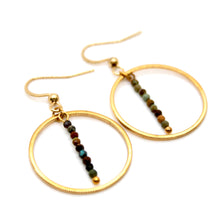 Load image into Gallery viewer, Turquoise and Gold Hoop Delicate Earrings - E2-044g
