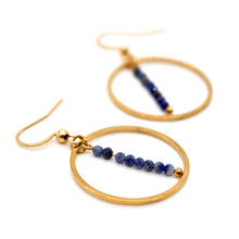 Load image into Gallery viewer, Blue Lapis and Gold Hoop Delicate Earrings - E2-045g
