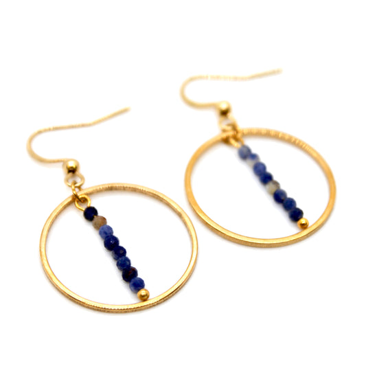 Kyanite and Gold Hoop Delicate Earrings - E2-046g