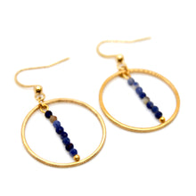 Load image into Gallery viewer, Kyanite and Gold Hoop Delicate Earrings - E2-046g
