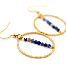 Load image into Gallery viewer, Kyanite and Gold Hoop Delicate Earrings - E2-046g
