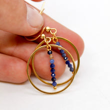 Load image into Gallery viewer, Kyanite and Gold Hoop Delicate Earrings - E2-046g

