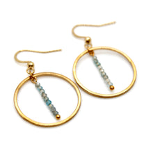 Load image into Gallery viewer, Apatite and Gold Hoop Delicate Earrings - E2-049g
