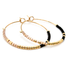 Load image into Gallery viewer, Beautiful Black Gold and Neutral Miyuki Hoops - Seeds Collection- E8-016
