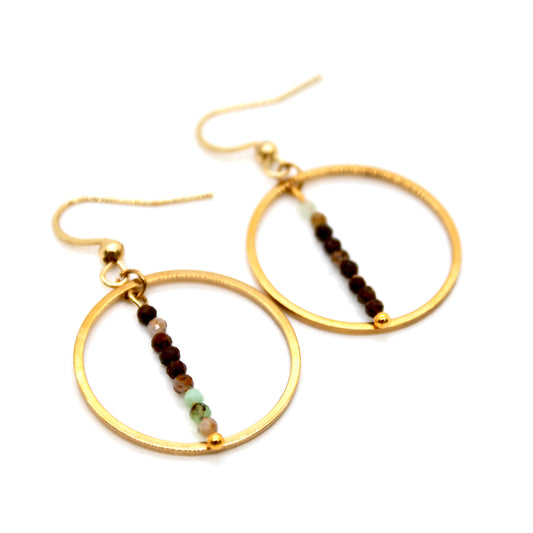 Australian Jade and Gold Hoop Delicate Earrings - E2-050g