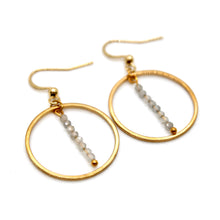 Load image into Gallery viewer, Labradorite and Gold Hoop Delicate Earrings - E2-051g
