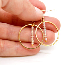 Load image into Gallery viewer, Labradorite and Gold Hoop Delicate Earrings - E2-051g
