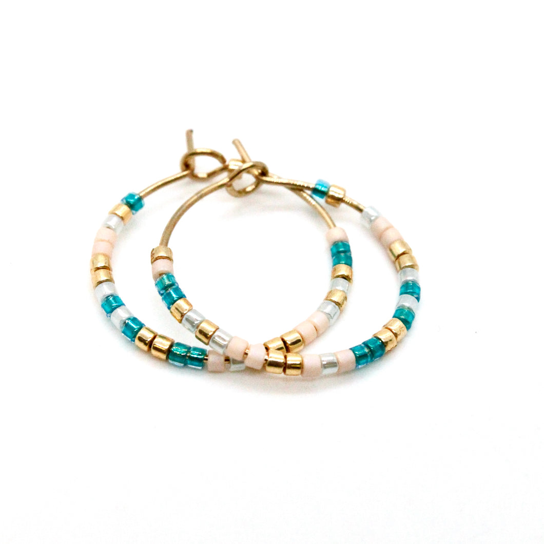 Miyuki Seed Bead Mini Hoop Earrings - Seeds Collection- E8-017