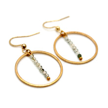 Load image into Gallery viewer, Prehnite and Gold Hoop Delicate Earrings - E2-053g
