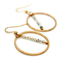 Load image into Gallery viewer, Prehnite and Gold Hoop Delicate Earrings - E2-053g
