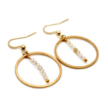 Load image into Gallery viewer, Gold Rutilated Quartz and Gold Hoop Delicate Earrings - E2-054g
