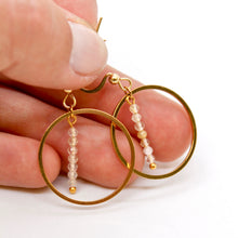 Load image into Gallery viewer, Gold Rutilated Quartz and Gold Hoop Delicate Earrings - E2-054g
