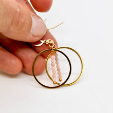 Load image into Gallery viewer, Pink Opal and Gold Hoop Delicate Earrings - E2-055g
