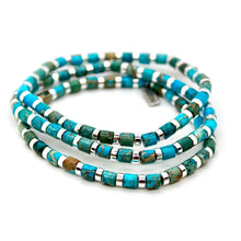 Load image into Gallery viewer, Turquoise and Silver Stretch Stone Bracelet -B7-021T
