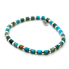 Load image into Gallery viewer, Turquoise and Silver Stretch Stone Bracelet -B7-021T
