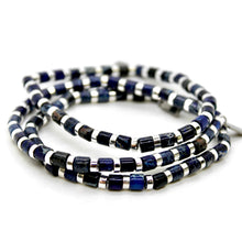 Load image into Gallery viewer, Navy Semi Precious Stone and Silver Stretch Bracelet -B7-021N
